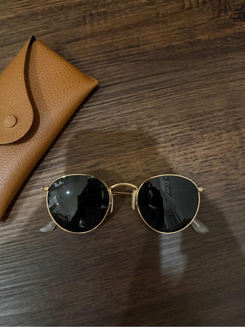 Ray-Ban Gold Frame Sunglasses with Black Lenses